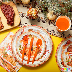 168-Piece Thanksgiving Disposable Paper Plates Dinnerware Set