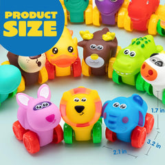 16-Piece Animal Soft Rubber Car Set - Baby Mini Bath Toy Cars