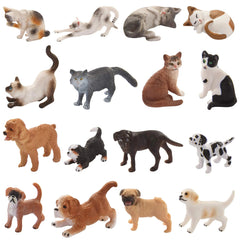 16Pcs Kids Valentine's Day Cards with Dog and Cat Figure Toys - Classroom Exchange Gifts
