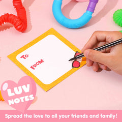 28 Packs Valentine's Day Nose Picking Cards with Pop Tubes for Kids