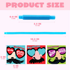 28 Packs Valentine's Day Nose Picking Cards with Pop Tubes for Kids