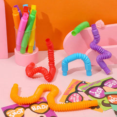 28 Packs Valentine's Day Nose Picking Cards with Pop Tubes for Kids
