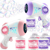 JOYIN 2 Kids Bubble Guns with 4 Bottles Solution, Automatic Bubble Machine Gun with 8 Holes for Kids, Adults, Summer Toys, Easter Basket Stuffers