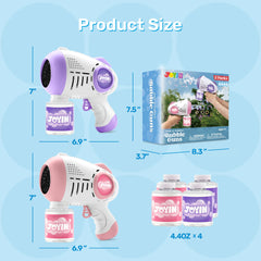 JOYIN 2 Kids Bubble Guns with 4 Bottles Solution, Automatic Bubble Machine Gun with 8 Holes for Kids, Adults, Summer Toys, Easter Basket Stuffers