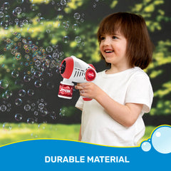 JOYIN 2 Kids Bubble Guns with 4 Bottles Solution, Automatic Bubble Machine Gun with 8 Holes (Blue & Red)