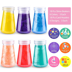 18 Science Slime Beakers with Valentine's Day Cards for Kids Classroom Exchange Gifts