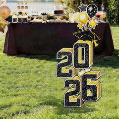2.8FT Graduation Black & Gold Yard Sign Class of 2026, Graduation Decorations for High School College Graduation Supplies
