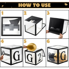 4Pcs Black & Gold 2026 Graduation Balloon Boxes for Graduation Party Decor