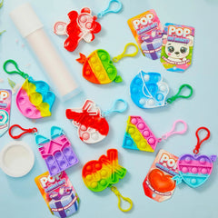 18Pcs Kids Valentines Cards with push bubble Bubble Keychain Toy-Classroom Exchange Gifts