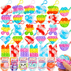18Pcs Kids Valentines Cards with push bubble Bubble Keychain Toy-Classroom Exchange Gifts