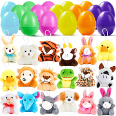 18-Piece Plush Animal Toys in Prefilled Easter Eggs, 2.23 Inches
