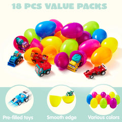 18-Pack Pull Back Cars Prefilled Easter Eggs (3 Inches)