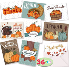 Thanksgiving Pumpkin Greeting Cards, 36 Pack