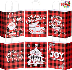 18 Pack Christmas White Kraft Bags with Handles