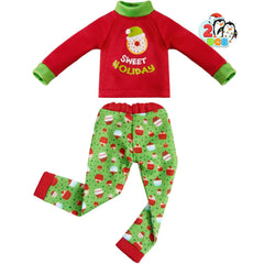 2 Pack Santa Ugly Sweaters for Dolls - Cupcakes & Donuts Themed Naughty Pajamas