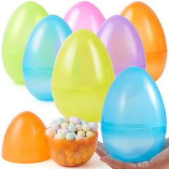 6Pcs Large Clear Easter Eggs, 6 Inches Jumbo Plastic Eggs Fillable for Easter Hunt