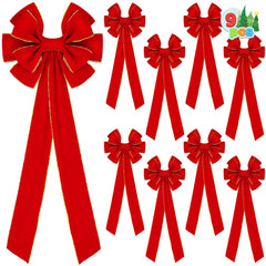 9-Piece Large Red Velvet Christmas Bows