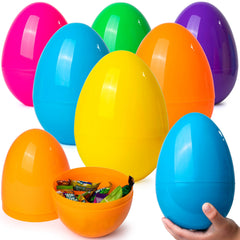6-Pack 7-Inch Jumbo Colorful Plastic Easter Egg Shells for Easter Egg Hunt