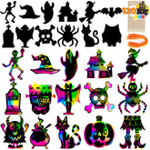 120 Pcs Halloween Rainbow Scratch Art Crafts for Kids
