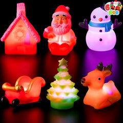 6 Pack Christmas Light Up Bath Toys