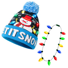 Light-Up Knitted Snowman Christmas Beanie Hat