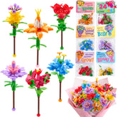 24-Piece Valentine's Day Flower Bouquet Building Blocks Set with Cards