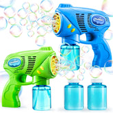 7-Inch Bubble Gun Blower with 2 Bottles of 5 oz Bubble Refill Solution (2 Pack)