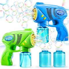 7-Inch Bubble Gun Blower with 2 Bottles of 5 oz Bubble Refill Solution (2 Pack)