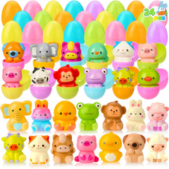24-Pack Easter Prefilled Eggs with Animal Squishy Toys