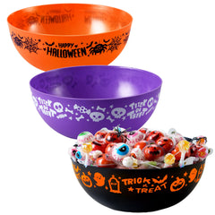 3-Pack Halloween Candy Bowls, 9.6" x 4.4" Trick-or-Treat Bowls