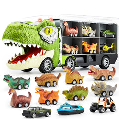 13-in-1 Dinosaur Transport Carrier Truck with Mini Car Set