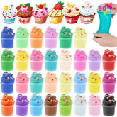 30-Piece Valentine's Day Multicolored Butter Slime Set with Rubber Slices and Dessert Cards