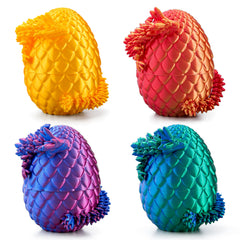 4 Pack 3D Printed Dragon Eggs with Laser Dragon - Articulated Fidget Toys for Kids