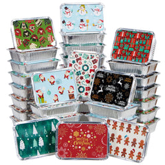 36-Pack Christmas Foil Containers with Lids