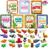 28-Piece 3D Printed Mini Animal Set with Valentine's Day Cards for Kids