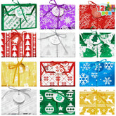 12 PCS Christmas Fancy Foil Gift Card Boxes with Ribbon