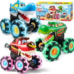3-Pack Monster Truck Toy: Motion-Activated Light-Up Cars for Toddlers