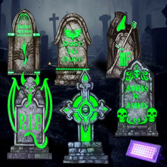 Glow-in-the-Dark Halloween Tombstones for Outdoor Graveyard Decor