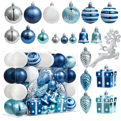 66-Piece Christmas Ball Ornament Set in Light Blue