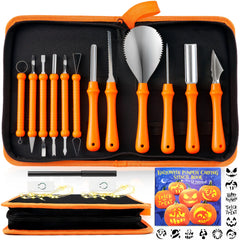 12 Pcs Halloween Pumpkin Carving Kit, Professional Carving Set with Handbag