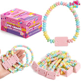 24PCS Valentine's Day Bracelet Candy, Individually Wrapped Color Snacks for Kids