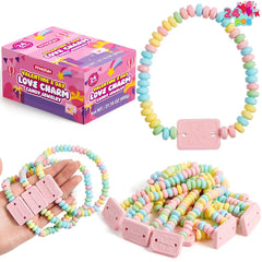 24PCS Valentine's Day Bracelet Candy, Individually Wrapped Color Snacks for Kids
