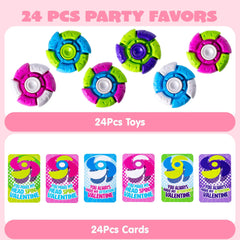24-Pack Valentine's Day Plastic Fidget Spinners with 6-Design Gift Cards
