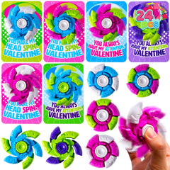 24-Pack Valentine's Day Plastic Fidget Spinners with 6-Design Gift Cards