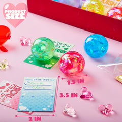 24 Packs Valentine's Day Stretchy Balls with Cards, Classroom Exchange Gift for Kids