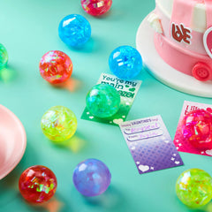 24 Packs Valentine's Day Stretchy Balls with Cards, Classroom Exchange Gift for Kids