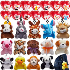 28Pcs Animal Keychains with Bulging Eyes and Kids Valentines Cards