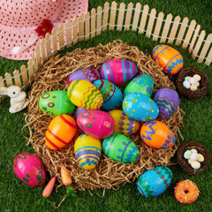 24 Pcs 3.15" Printed Empty Easter Eggs for Hunt & Party