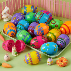 24 Pcs 3.15" Printed Empty Easter Eggs for Hunt & Party