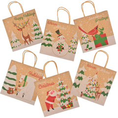 24-Pack Christmas Kraft Gift Bags with Assorted Holiday Prints